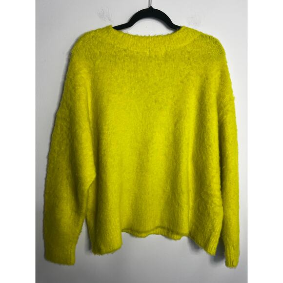 Maeve Anthropologie Plush V-Neck Cozy Pullover Sweater in neon yellow Size M - Picture 6 of 7